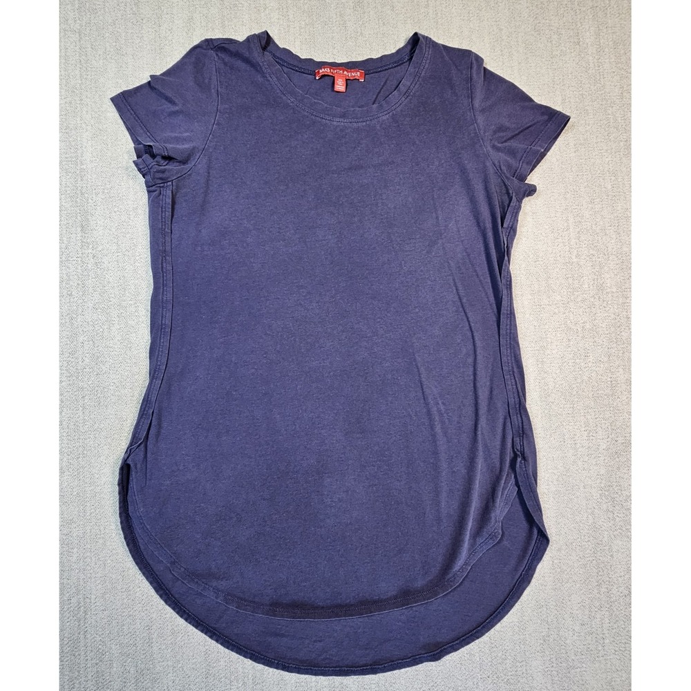 Saks Fifth Avenue Women's Basic T-Shirt 100% Cotton Blue Short Sleeve Sz Medium